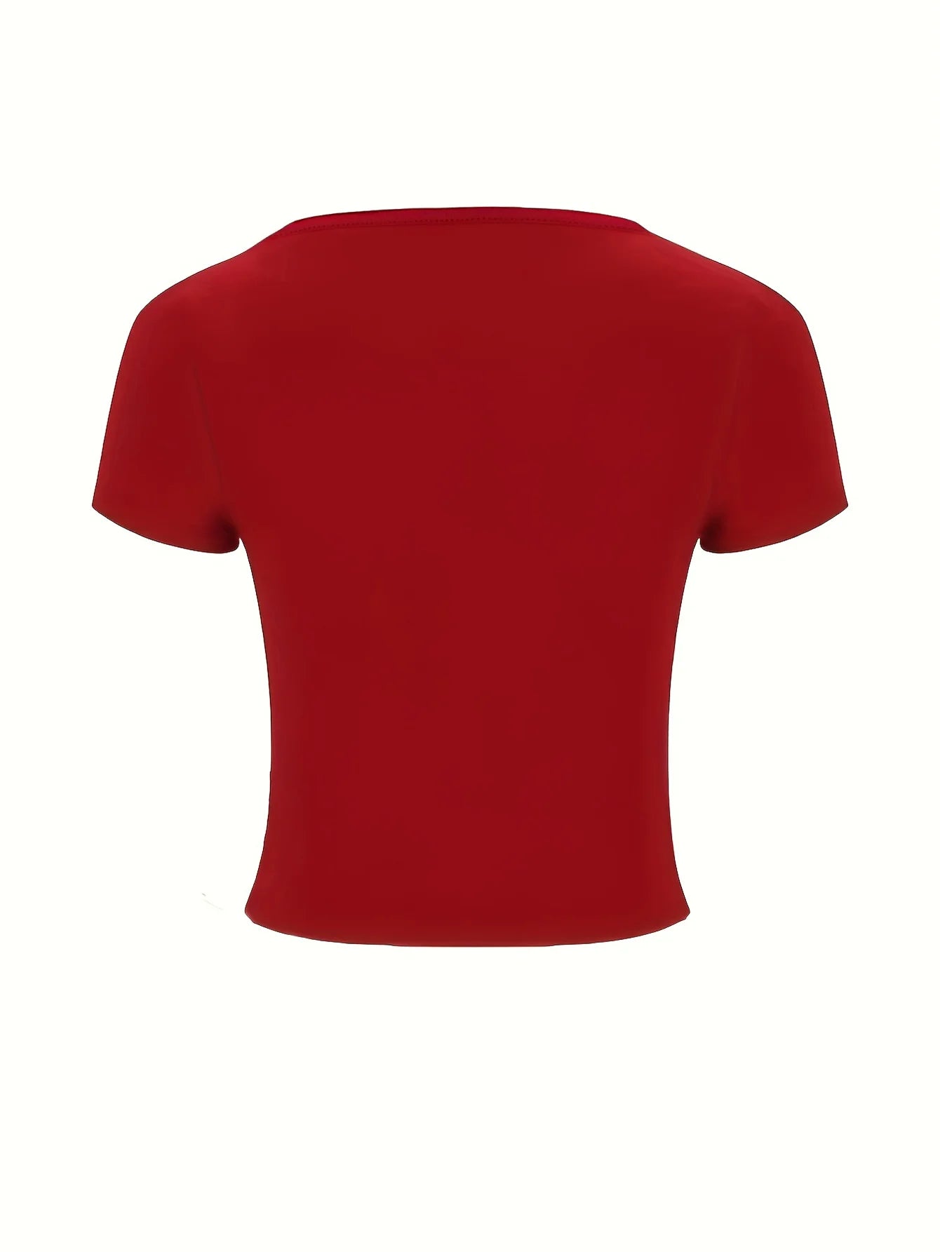 Women's simple and fashionable solid color V-neck short sleeved T-shirt